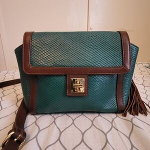 Isaac Mizrahi Green and Brown Crossbody Bag